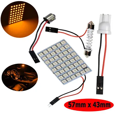 T10 Festoon BA9S Adapter Dome Roof Light 48 LED Amber Lamp Panel Y1 S T JP • $20