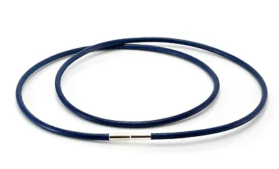 £19.99 • Buy Blue Leather Necklace-Sterling Silver Twist Clasp-Mens/Ladies Genuine Greek Cord
