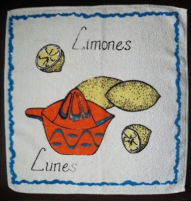 Vintage Kitchen Dish Towel Limones Lunes 17X18 Lemon Lemonade Summer Terrycloth • $5