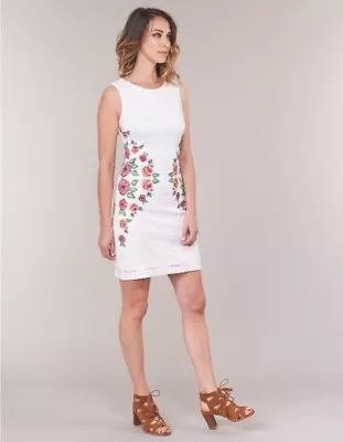 Desigual White Lace Patterned Dress Size 42 Worn Once Sleeveless • $29.95