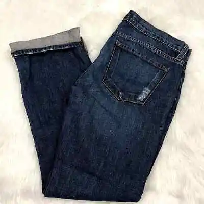 J Brand 25 Womens Medium Wash Distressed Cuffed Boyfriend Denim Jeans • $24.50