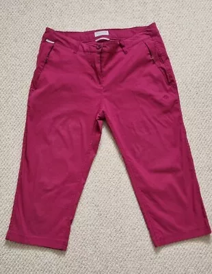 Craghoppers Cropped Crop Pro Stretch Solar Shield Red Walking Trousers UK 12 • £15.99