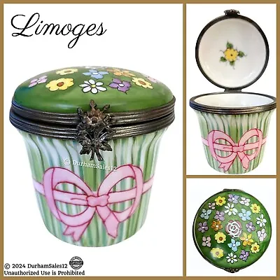 LIMOGES Vintage Flower Bouquet Basket Rochard Trinket Box Signed Betty St. John • $39.95