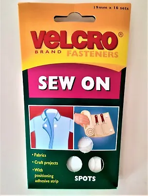 Velcro Sew On White Spots / Dots Fastenings For Crafts Etc 19mm X 16 Sets • £5