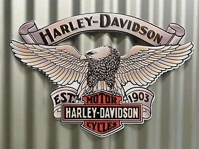 $89.95 • Buy Harley Davidson Shield & Wings Embossed Tin Sign Bar Man Cave Hot Rod