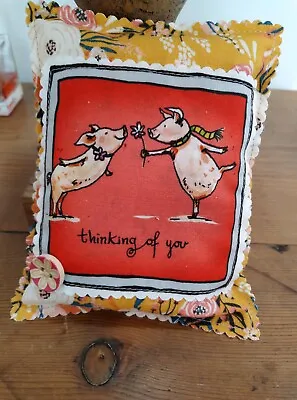Handmade Floral Lavender Pillow - Love Pigs/'Thinking Of You' - FRIENDSHIP GIFT* • £5