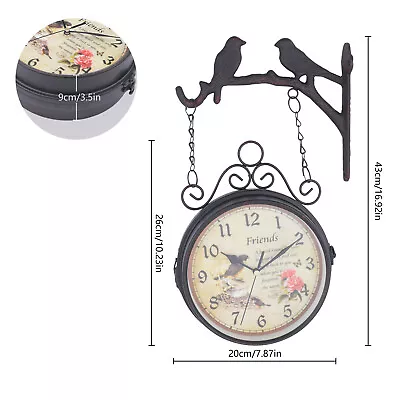 Retro Antique Station Clock Double Sided Hanging Wall Clock Indoor Outdoor Decor • $35