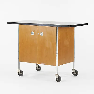 Henry P. Glass Rolling Bar Tea Cart Cabinet By Fleetwood Furniture Company Knoll • $3950