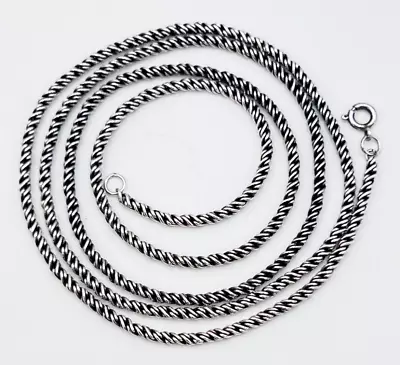 Vintage 925 Sterling Silver Twisted Rope Chain Layering Necklace 26 In • $78