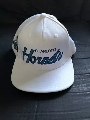 Mitchell And Ness NBA Charlotte Hornets White Snapback Hat Gently Used • $20