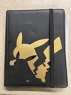 $24.99 • Buy Pokemon Ultra-Pro Pro Premium Binder PIKACHU Black/Gold Leatherette Used