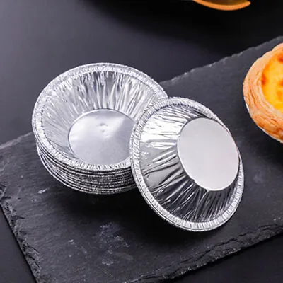 £6.45 • Buy 100pcs Household Single Use Tin Foil Pie Dishes Pie Trays Dessert Baking Trays