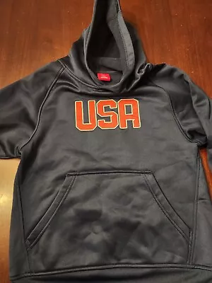 USA SWIMMING Size Boy's Small Sweatshirt Hoodie Navy With Red Embroidery Olympic • $15.98