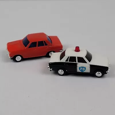 2 Vintage 1960s Battery Operated Race Cars Police Cop Car And Red Sedan Japan • $24.88