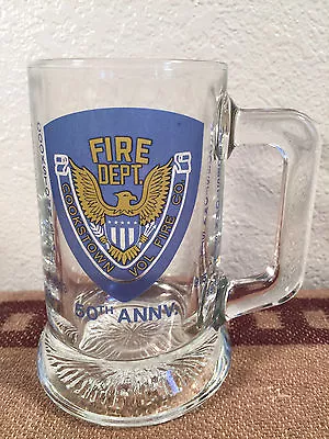 Vintage Fire Dept Glass Coffee Cup Mug Cooksville NJ Vol Fire 50th Anniv 1975 • $26.99