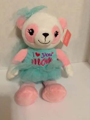Tutu Panda Stuffed Animal  I Love You Mom  Pink & Teal 14 Inches Ages 3+ • $14.85