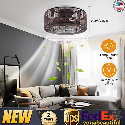 3 Gear Wind Ceiling Fan Chandelier  Light W/ Remote Hemp Rope Lampshade New • $57