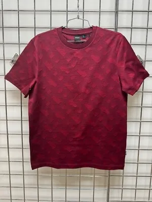 New-men's Hugo Boss T-shirt With Monogram Jacquard #50503121 Dk Red  $148.00 • $88