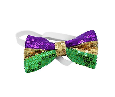 Mardi Gras Sequin Jazz Bow Tie Bowtie Parade Dancer Costume Accessory • $5.95