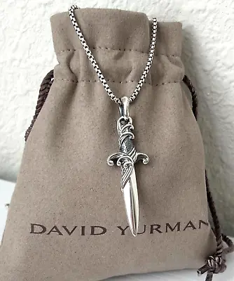 David Yurman Waves Dagger Sterling Silver 17-18  Box Chain Necklace For Men • $320