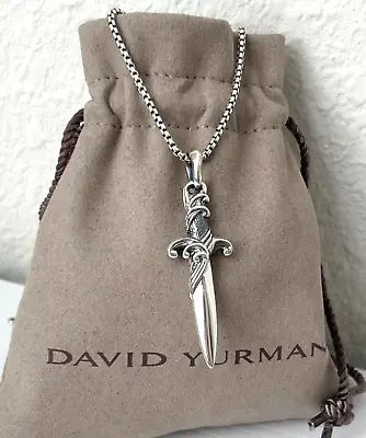 David Yurman Waves Dagger Sterling Silver 19-20  Box Chain Necklace For Men • $320