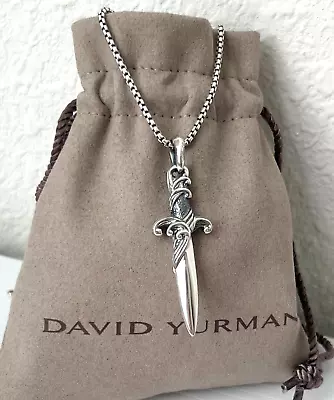 David Yurman Waves Dagger Sterling Silver 25-26  Box Chain Necklace For Men • $320