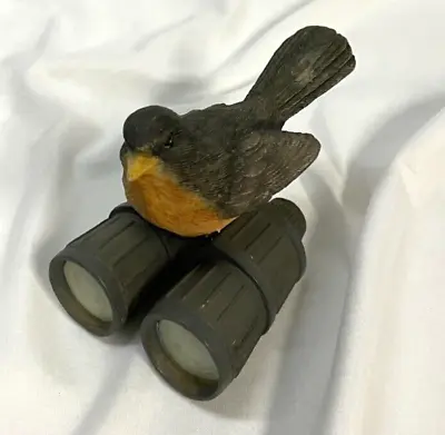 Vintage Bird Ceramic Figurine Robin On Binoculars  Updesign's For Otagiri  • $15