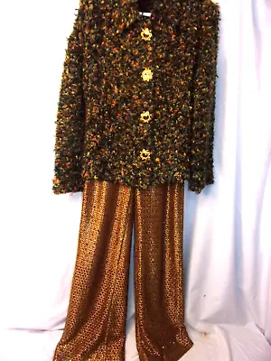 St. John Collection & Evening Bronze & Metallic Gold Suit M/ Drop Dead Gorgeous • $395