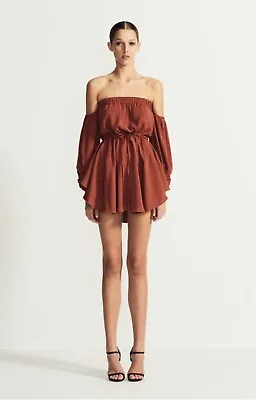 $15 • Buy SHONA JOY Leticia Off-the-Shoulder Mini Dress Burnt Orange Size 10