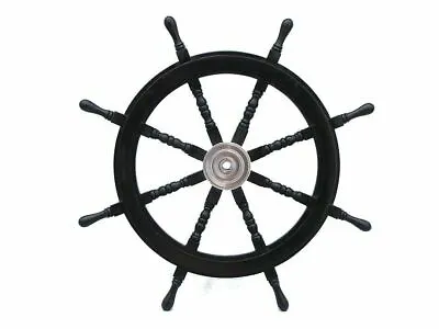 £135.05 • Buy 36  Brass Ship Steering Wheel Black Wooden Antique Teak Nautical Pirate Ship's