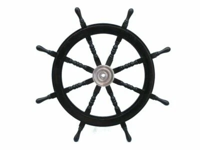 £135.05 • Buy 36  Brass Ship Steering Wheel Black Wooden Antique Teak Nautical Pirate Ship's