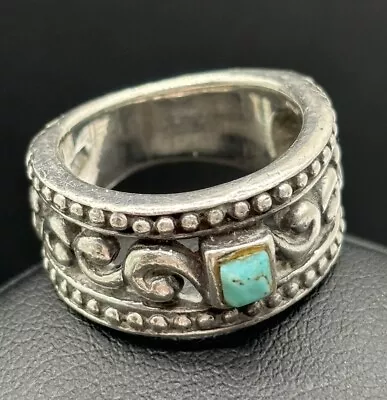 Vintage Sterling Silver Turquoise Ring 925 Size 6 Chunky Native American Jewelry • $69.99