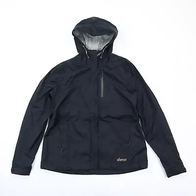 Sherpa Adventure Gear Men's Rain Jacket Full Zip Hooded Black L LARGE EUC • $42.74