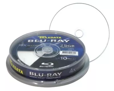 50 Traxdata Blu Ray 4x Blank Discs Inkjet Printable BD-R 25GB 4x 130min Ritek  • £36.99