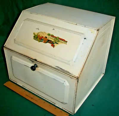 Vtg Mid-Century Metal/Tin Bread Box / Pie Safe Double Decker South Western Decal • $59