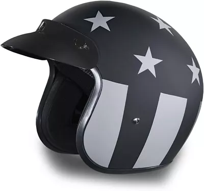 DAYTONA Captain America Stealth Dull Black 3/4 Open Face Motorcycle Helmet XL • $39.99