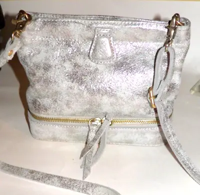 Miss Albright Cross Body Bag Purse Gold & Silver Leather Bottom Zip Compartment • $45