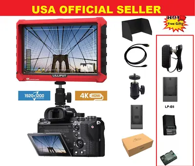 LILLIPUT 7  Model A7s 4K HDMI 1.4 30Hz Field Monitor W/LP-E6 Battery + Charger • £141.93