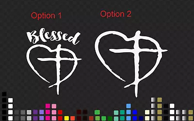 Cross Heart Blessed Sticker Decal Christian Bible Car Window Wall Door • $12.99