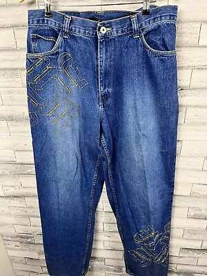 Men's MAKAVELI Branded Tupac Denim Embroidered Jeans Size 36x34 • $32