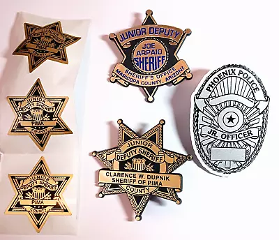 Lot Of 3 Arizona Junior Police & Deputy Sheriff Badges & Stickers - FREE USPS! • $12.85