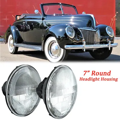 Pair For Ford Deluxe 1939-1951 7  Inch Round LED Headlights Lamp Housing New • $39.99