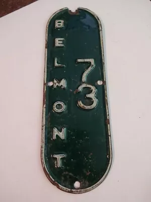 Rare 50's/60's Belmont Mass Bicycle License Plate Low Number 73 Massachusetts Ma • $299.99