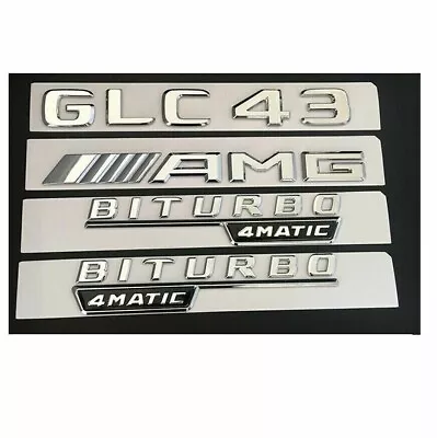 Chrome GLC43 AMG BITURBO 4MATIC Trunk Badges Emblems For Mercedes Benz X253 • $24.97