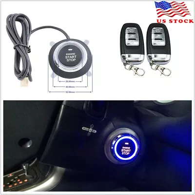 $69.99 • Buy Car Alarm System Keyless Entry Engine Start Push Button Remote Starter 8 Parts