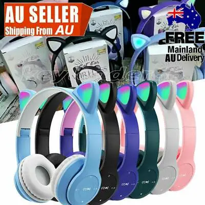 $20.99 • Buy Kids Children Headphones Wireless Bluetooth Headset LED Lights Cat Ear Earphone