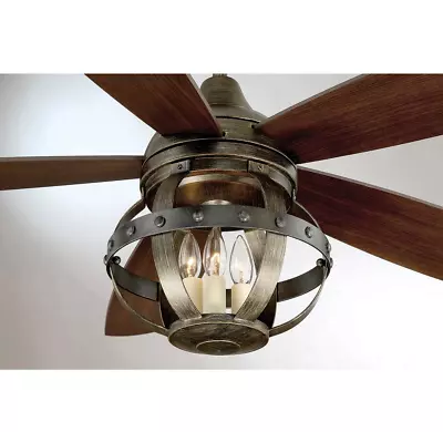 Outdoor 52 Ceiling Fan Remote Unique Rustic Cage Patio Light Country Lodge Cabin • $799.99