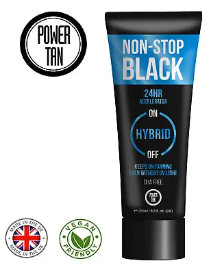 Power Tan Non-Stop Black Hybrid (DHA Free) UV Sunbed Tanning Accelerator 250ml • £19.99