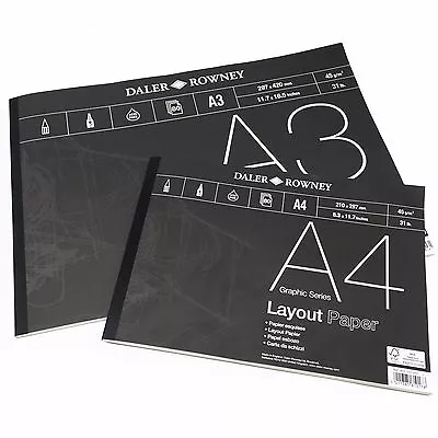 Daler Rowney - Layout Paper Pad - 45gsm - 80 Pages - A3/A4 - Made In England • £13.99