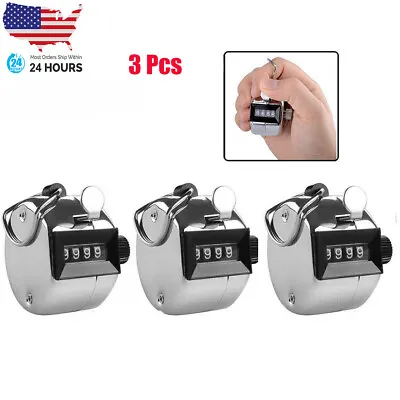 3Pcs 4 Digit Number Dual Clicker Golf Hand Tally Counter Metal Handy Convenient • $9.99